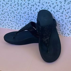Fitflop Black Sandals with rhinestone detail size 8